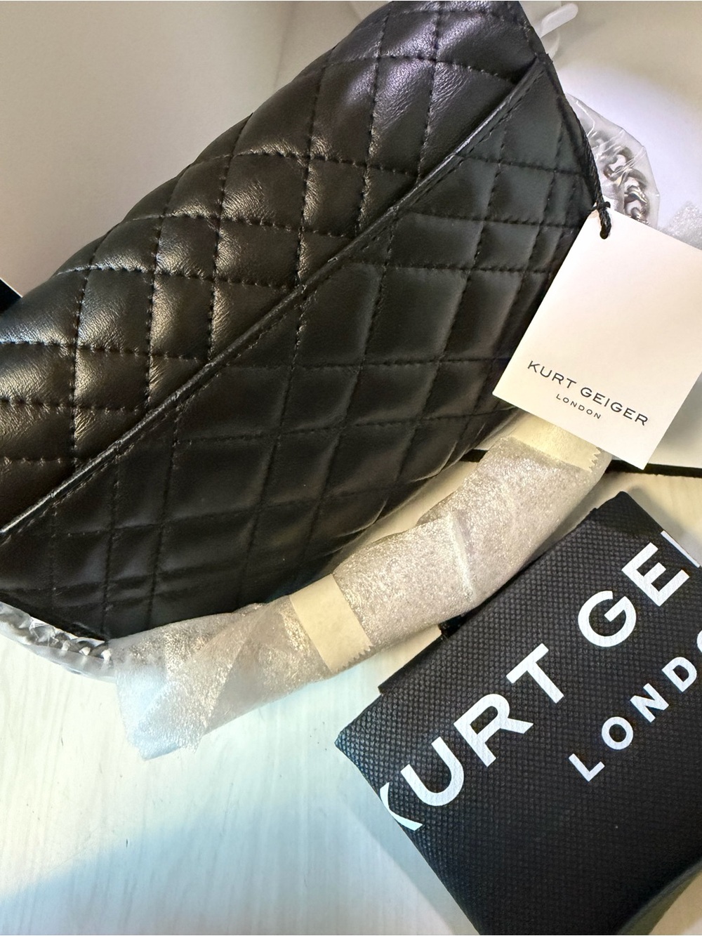Kurt Geiger London Brixton Leather Chain Wallet in black - Picture 3 of 5